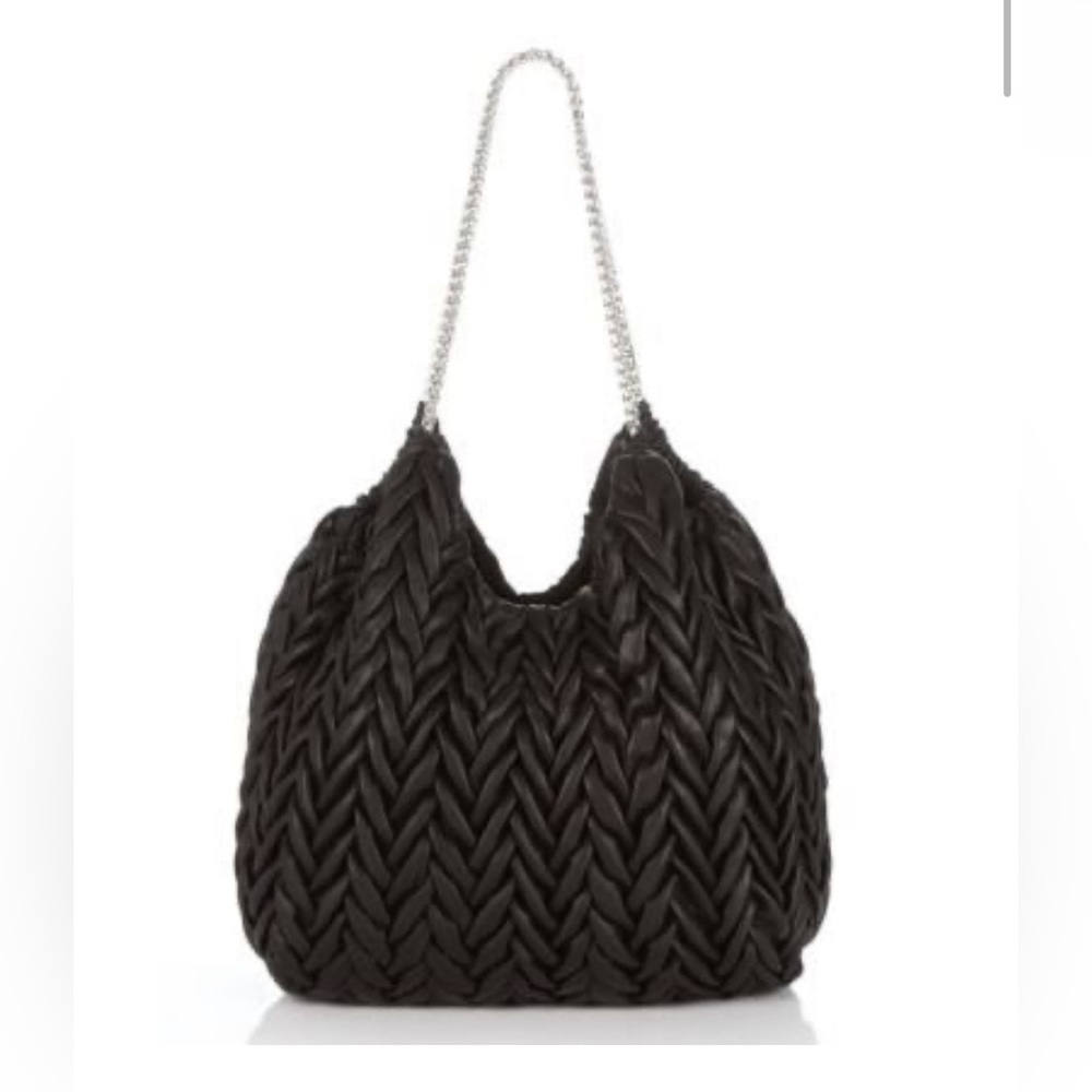 Elie Tahari Beverly black quilted braided leather tote shoulder bag - Picture 1 of 4